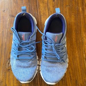 Womens blue ASICS running shoes